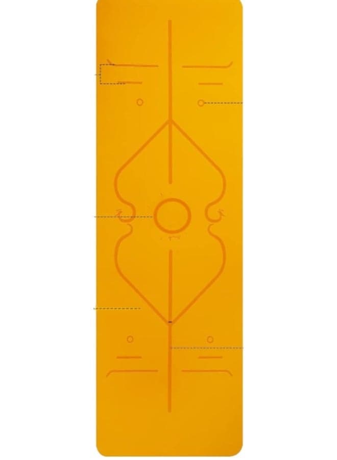 Yoga Mat, Non Slip Pilates Fitness Exercise Mat with Alignment Marks for Women Men, 183 x 61 x 0.6cm Thick Eco Friendly TPE, Carrying Strap & Storage Bag Included - Yellow
