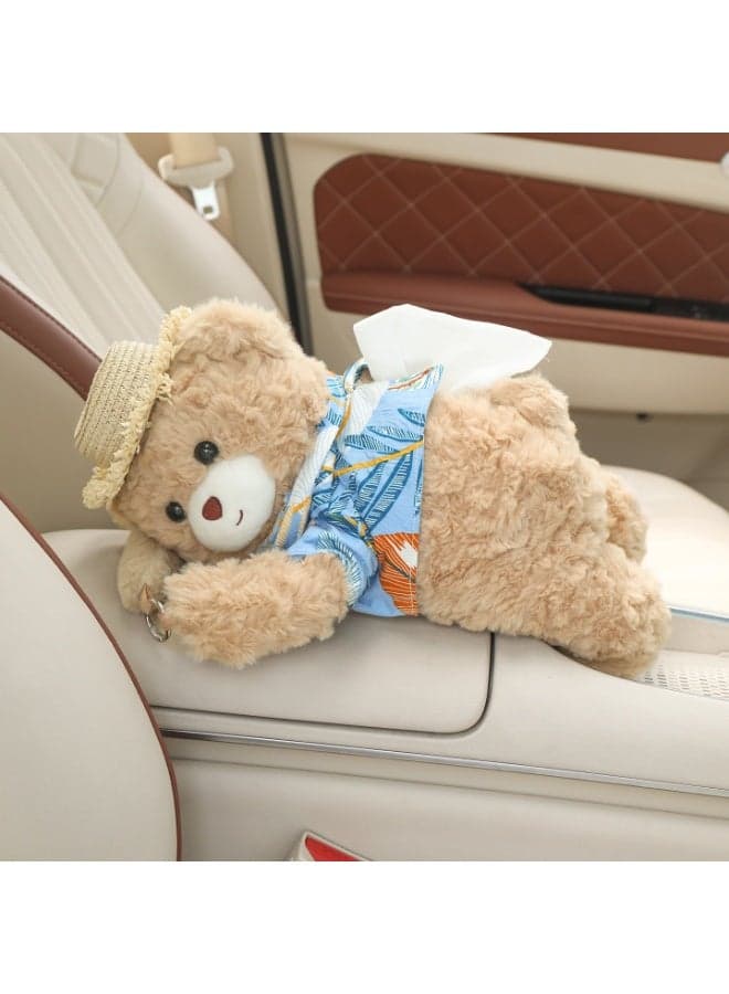 Cute Bear Car Tissue Hanging Bag - Premium Doll Design, Hanging Drawer Box: Sophistication & Practicality, Bear Adds Cuteness; Hanging Keeps Tissues Organized, Convenient in Car