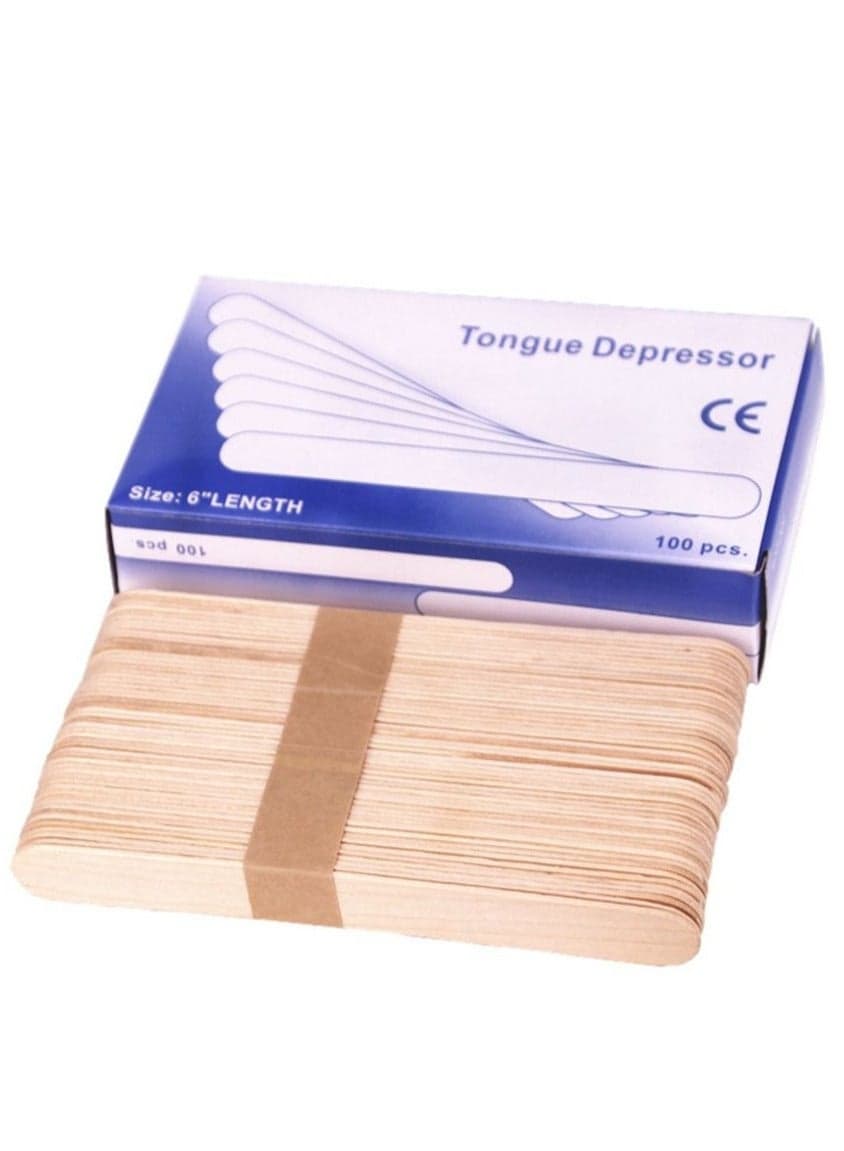 100-Pieces Disposable Wooden Tongue Depressor Waxing Spatula