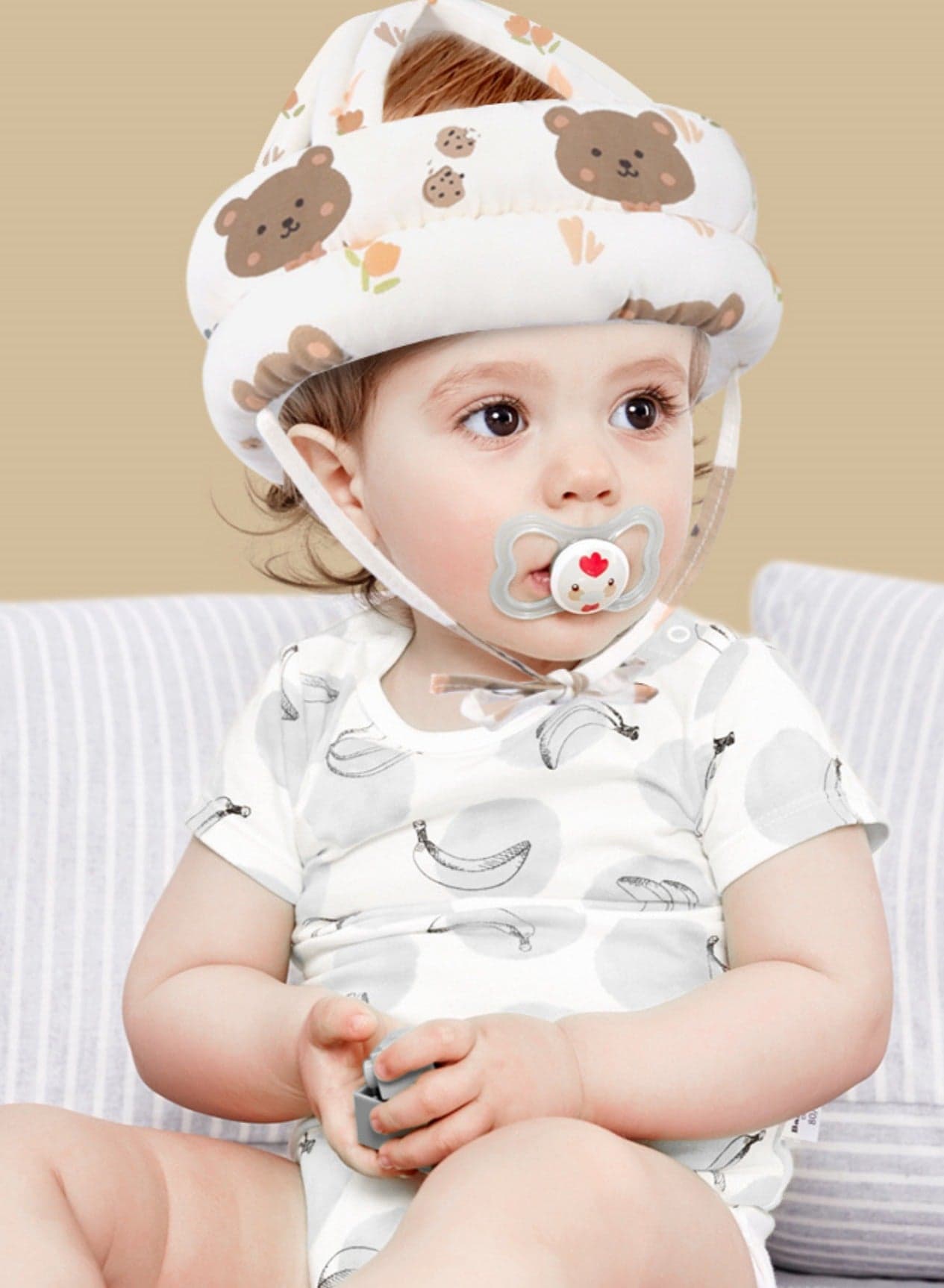 Baby Safety Hat Infant Head Protector Cushion Summer Breathable Adjustable Kids Children Protection Helmet (Cute Bear Pattern)