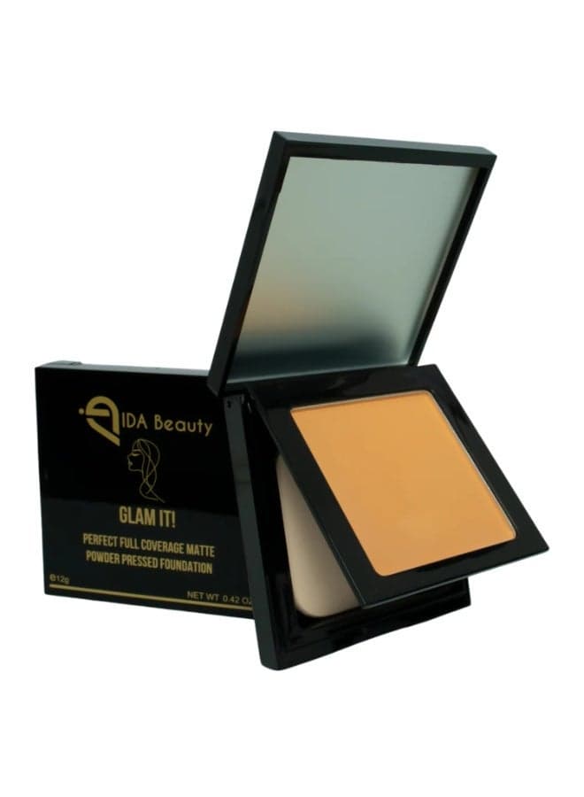 Glam It! Perfect Full Coverage Matte Powder Pressed Foundation | 2-in-1 Setting & Foundation | Matte Finish, Long-Lasting, Lightweight | Vegan, Halal, Cruelty-Free (UZO 10)