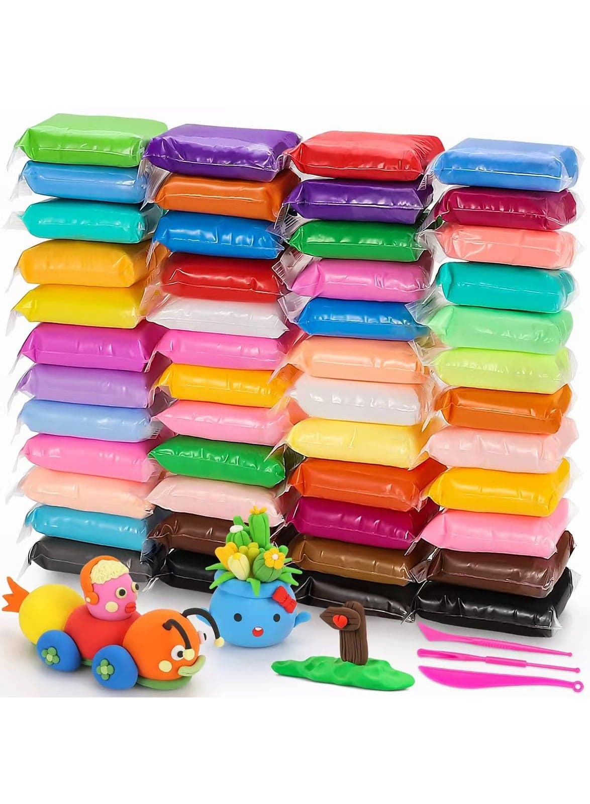 Air Dry Clay - 48 Pack Modeling Clay Kit with 3 Sculpting Tools,Safe & Non-Toxic,DIY Magic Toys Gifts for Boys,Girls,Kids - 48 Colors