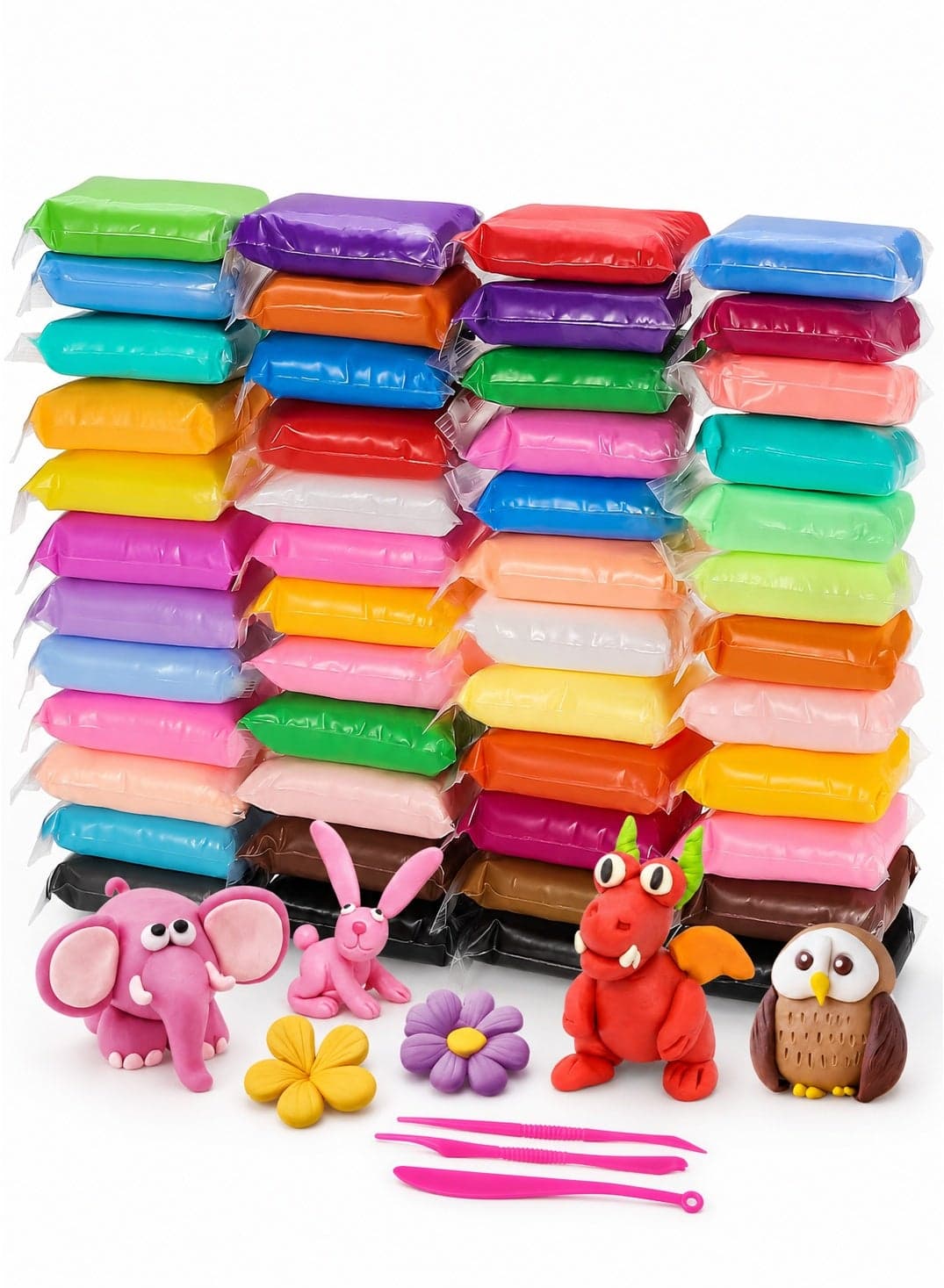 Air Dry Clay - 48 Pack Modeling Clay Kit with 3 Sculpting Tools,Safe & Non-Toxic,DIY Magic Toys Gifts for Boys,Girls,Kids - 48 Colors