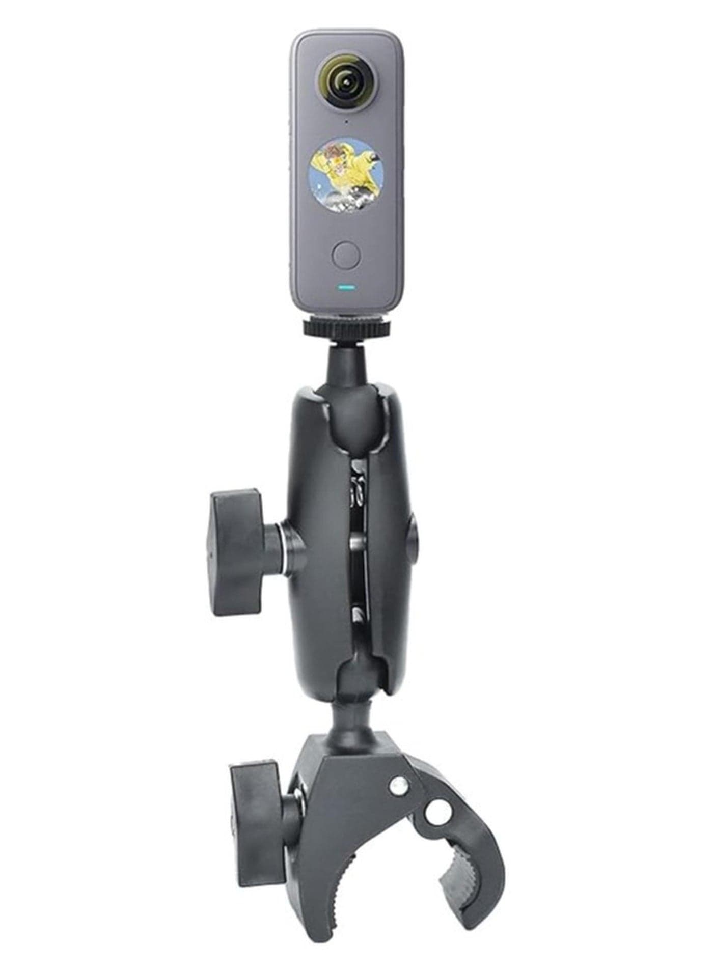 Motorcycle mounted Insta360 X5/X4/X3/X2,One RS,One R,GoPro Hero, Dual ball handle Stand Action Camera (black)