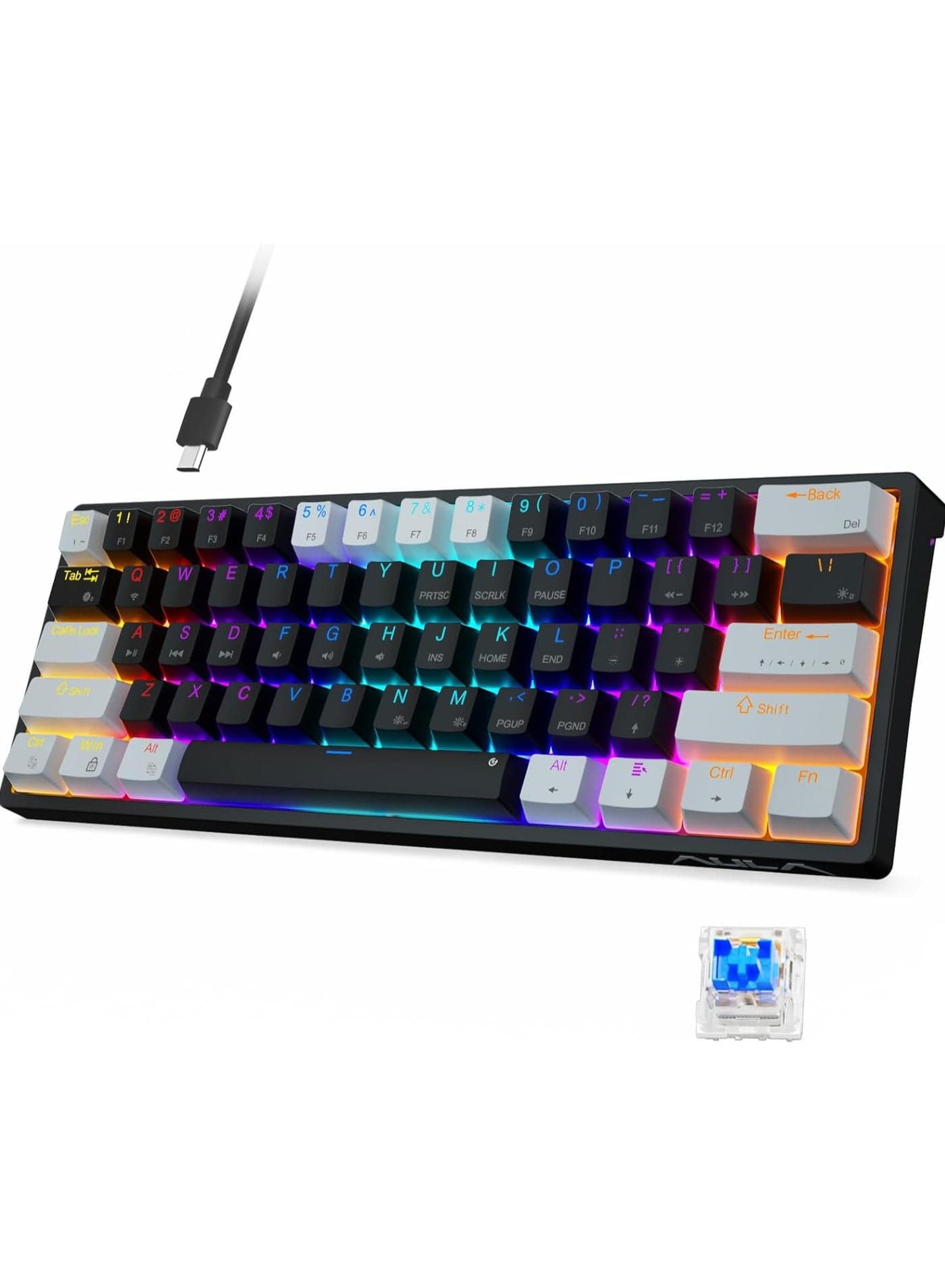 F3261 Wired Gaming Keyboard,29 RGB Backlit 60% Mechanical Keyboard,Blue Switches,Full RGB LED Lighting,Mini Small Compact Keyboard for PC/Mac/Laptop/Wins