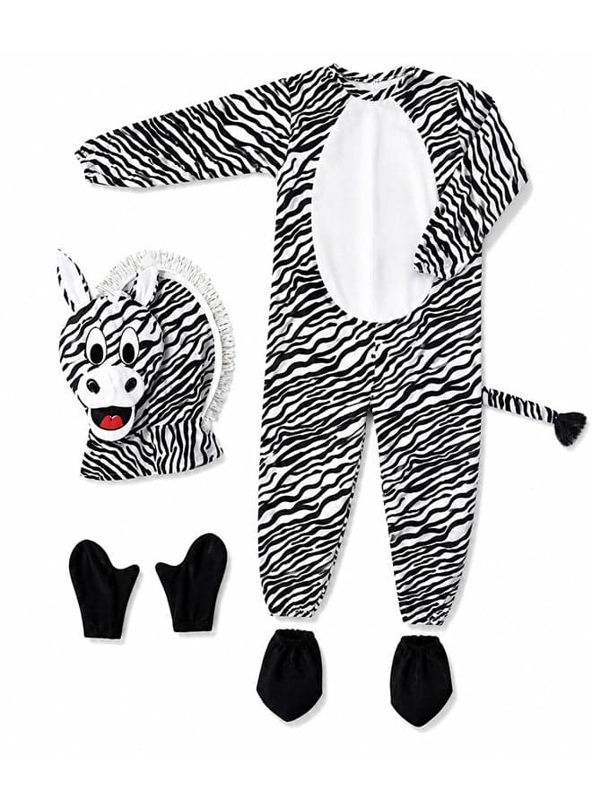 Kids Zebra Costume Set with Hood Mask – Animal Fancy Dress Outfit for Boys & Girls of age 2 to 3 years