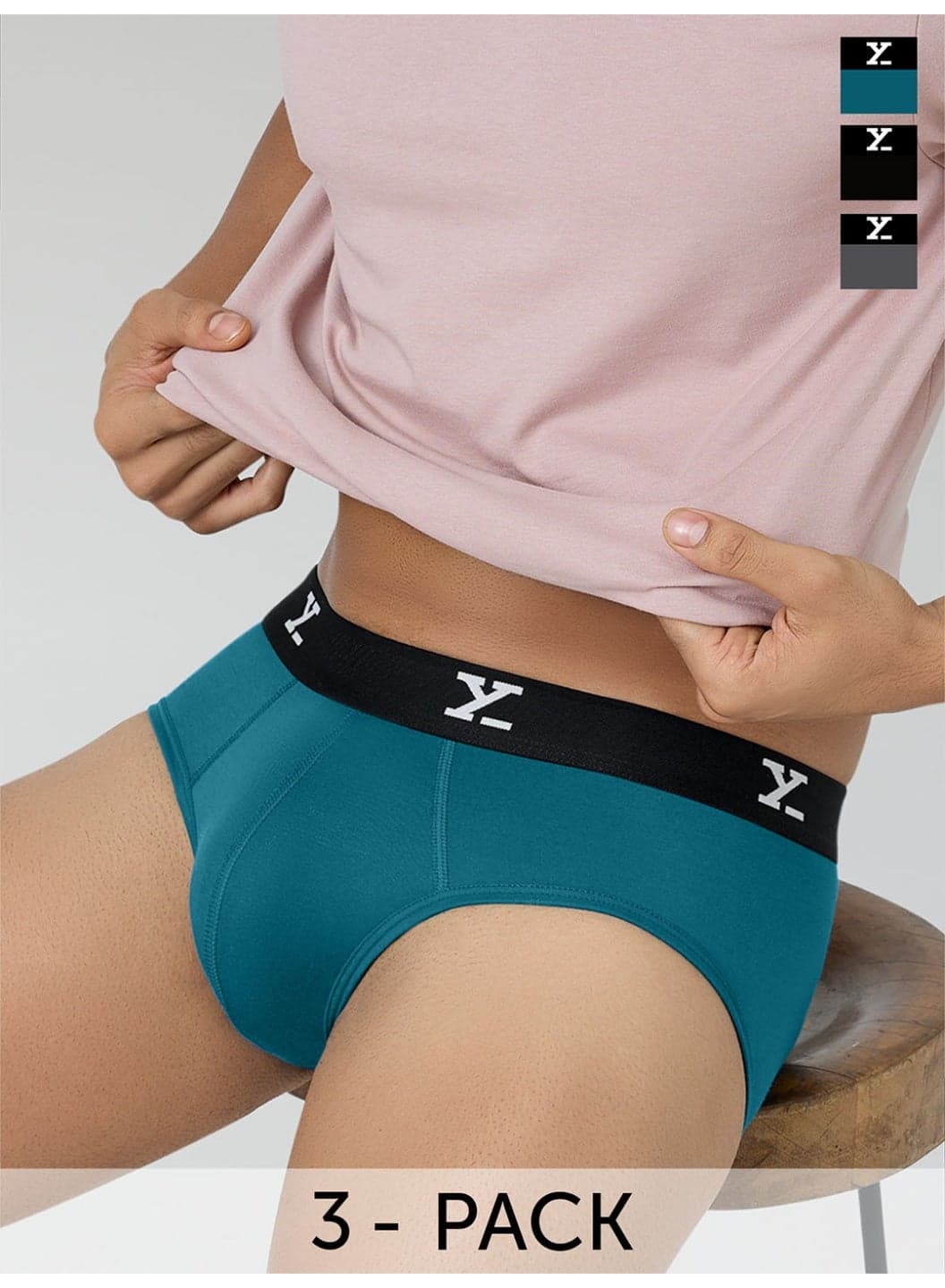 Men's Stretchable Breathable Underwear Ace Antimicrobial Micro Modal Brief Pack of 3