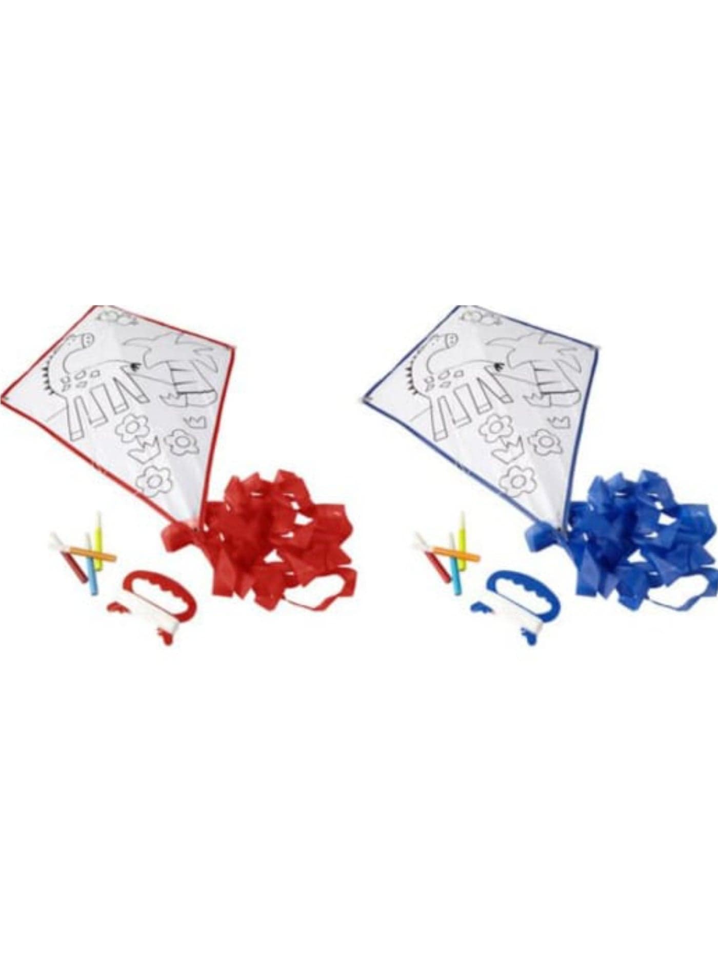 2 Pcs Diy Kites For Kids Kite Making Kit Bulk Decorating Coloring Kite Red And Blue Beach Kite For Outdoor Games And Activities