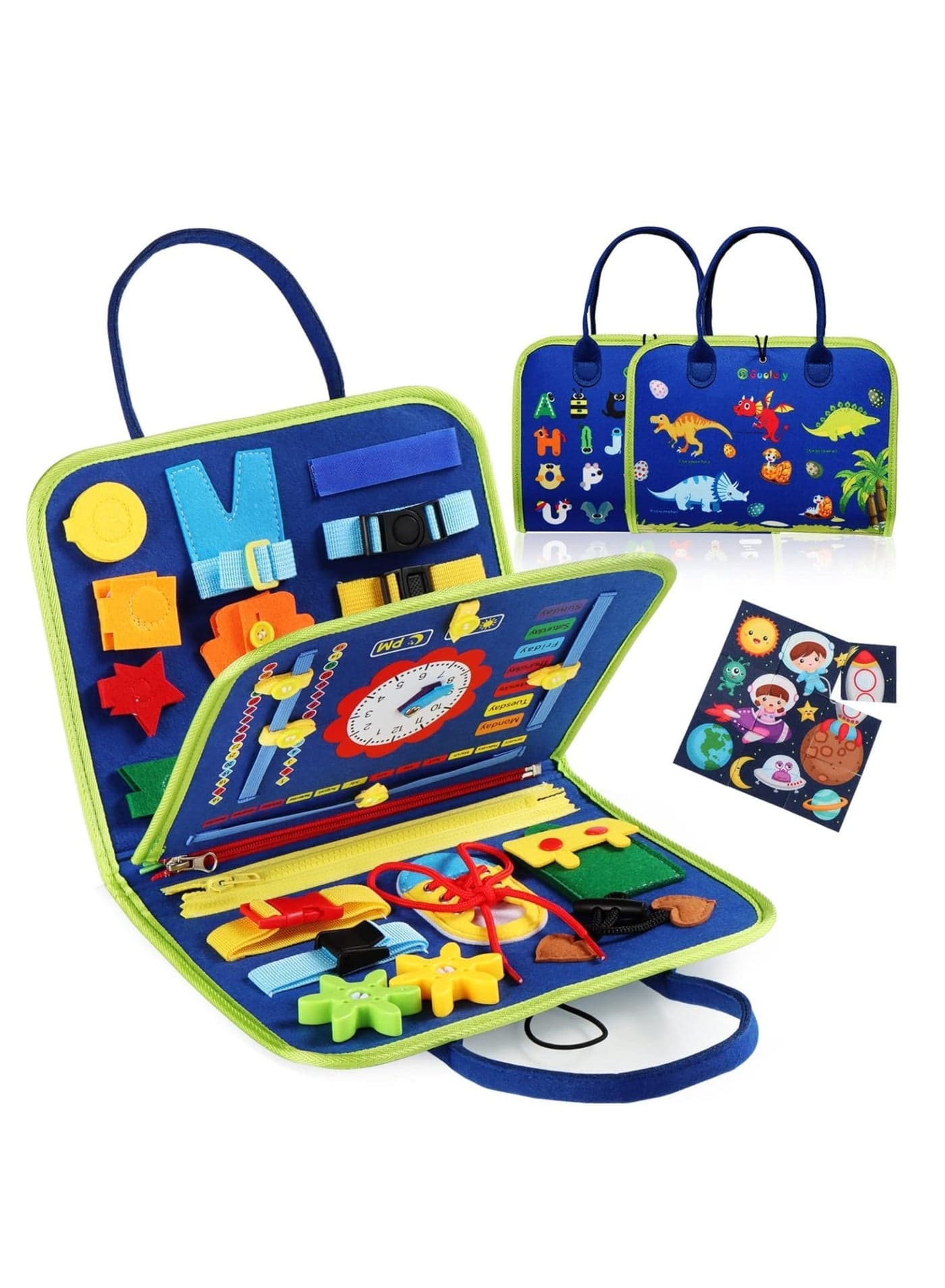 Busy Board Montessori Toy for 1 2 3 4 Year Old Toddlers - Educational Activity Developing Sensory Board for Fine Basic Dress Motor Skills - Travel Toys for Plane Car, Gift for Boys Girls