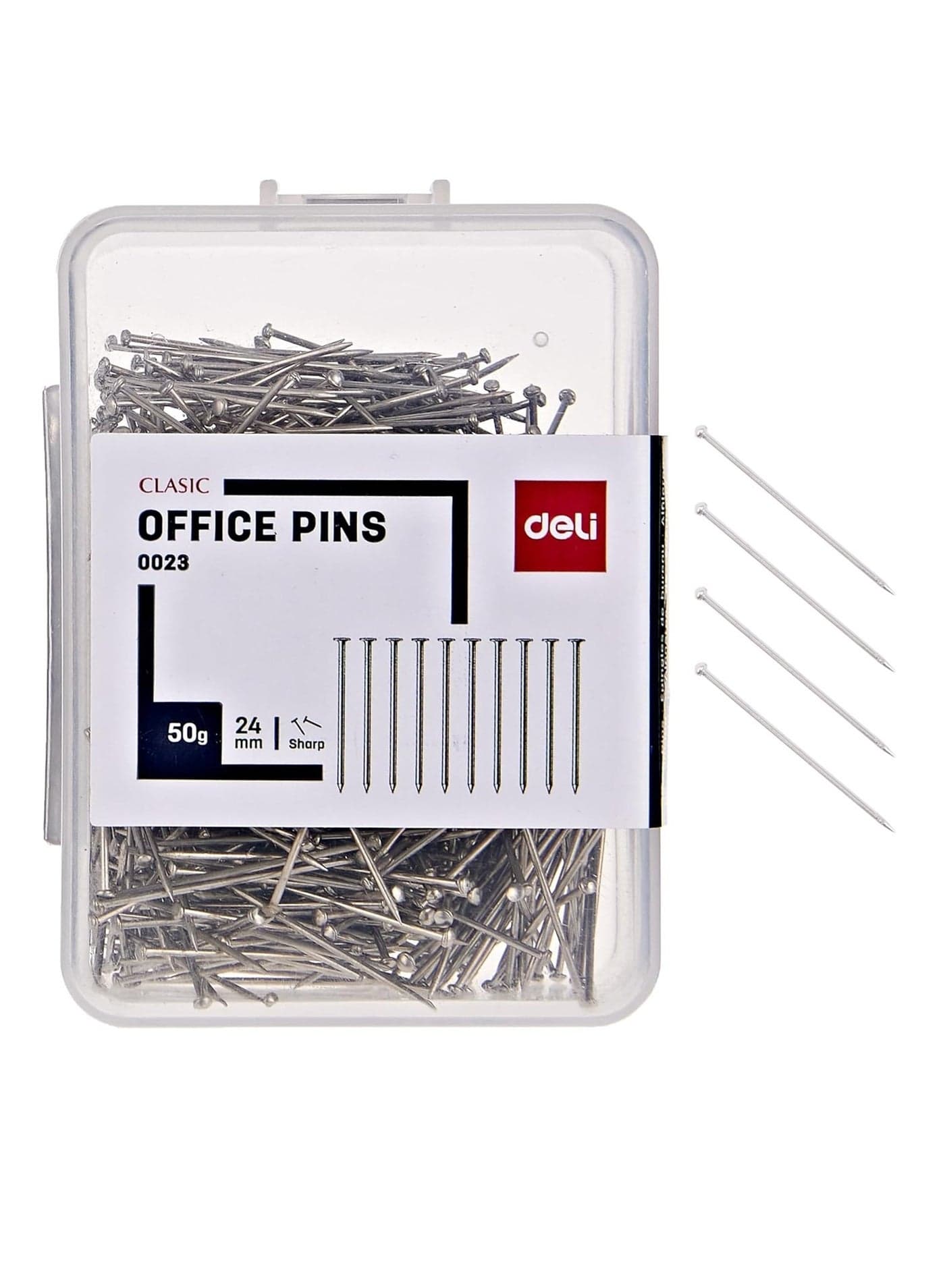 100-Piece Office Pins Silver