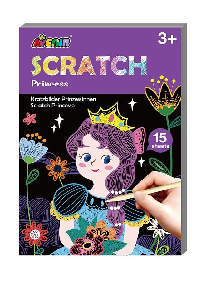 Avenir Mini Scratch Book Princess | Introducing the "Mini Enchanting Scratch Book: Princess Edition" — a magical journey through 15 pages of creativity and wonder! Unleash your imagination as you scratch to reveal beautiful designs and vivid colors, bringing a touch of enchantment to every page | Ages 3+