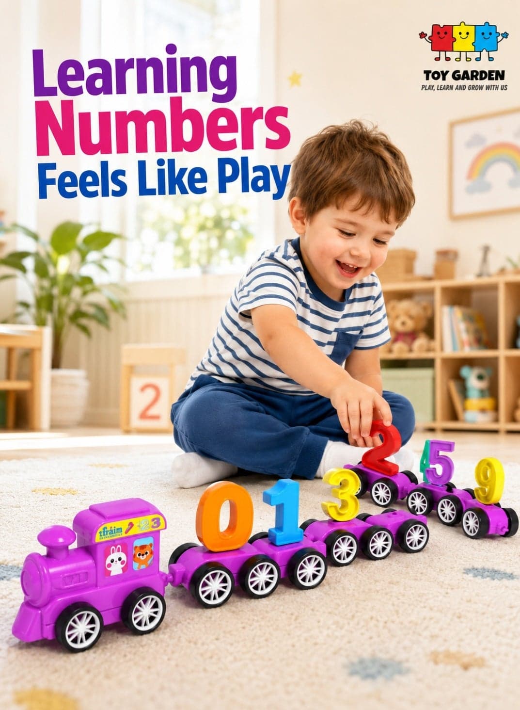 Magnetic Small Train Number Set – 21-Piece Educational Toy for Kids, Colorful Magnetic Train with Numbers 0-9 for Early Learning, Counting, and Fun STEM Play