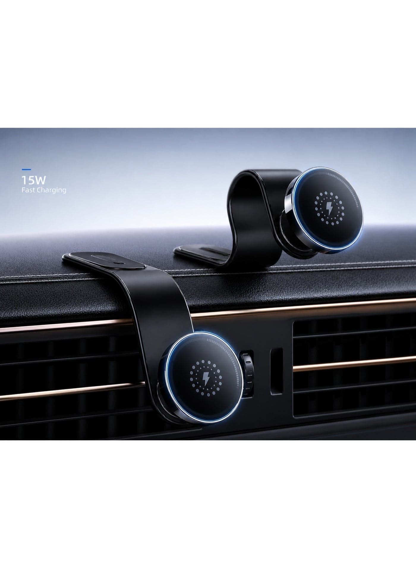 15W Magnetic Wireless Car Phone Holder, Bendable Vacuum Suction MagSafe Compatible Car Mount, 360 Adjustable Flexible Dashboard Phone Stand for iPhone and Android