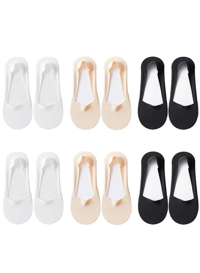 6 Pairs Women No Show Socks Thin Silk Non Slip Low Cut Liner Socks Invisible Boat Socks for High Heels Flats Women Girl Multicolor