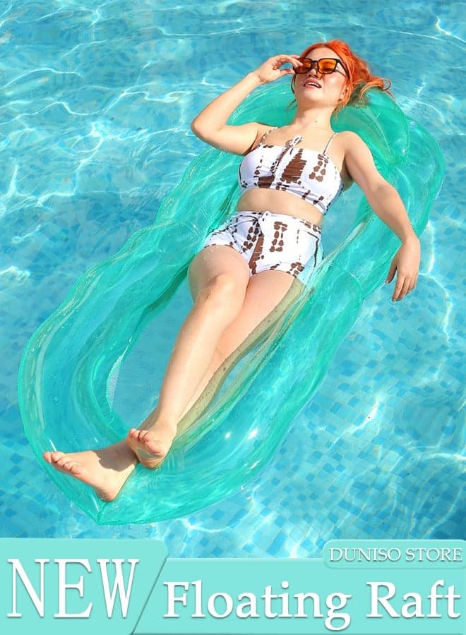 Inflatable Pool Float Lounger Raft for Adults and Kids, 160*90CM Floating Mat Inflatable Contour Lounger with Headrest Ultra-Comfort Cooling Pool Raft Floaty Toys