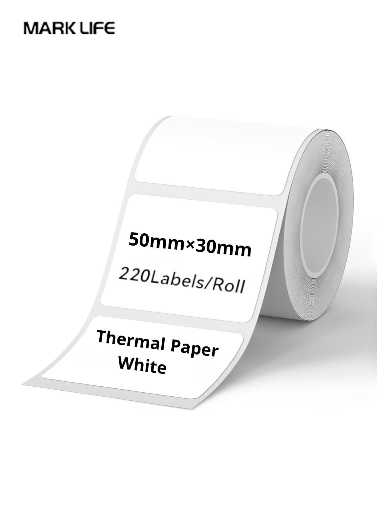 Thermal Label Paper for Label Maker Machine,Waterproof Oil-Proof for Home Office Small Business Barcode Printing,220 Labels/Roll Labeling Tape Replacement(50×30mm White)