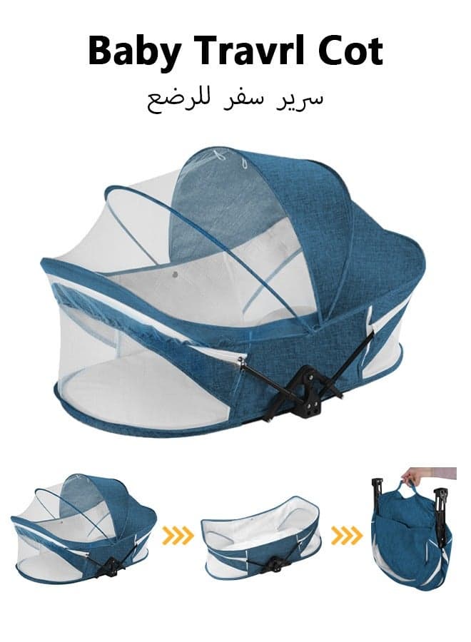 Portable And Foldable Baby Bed, Travel Baby Bed with Mosquito Net, Co-sleeper Bassinet with Soft Mesh Guardrails for Trip And Home Use