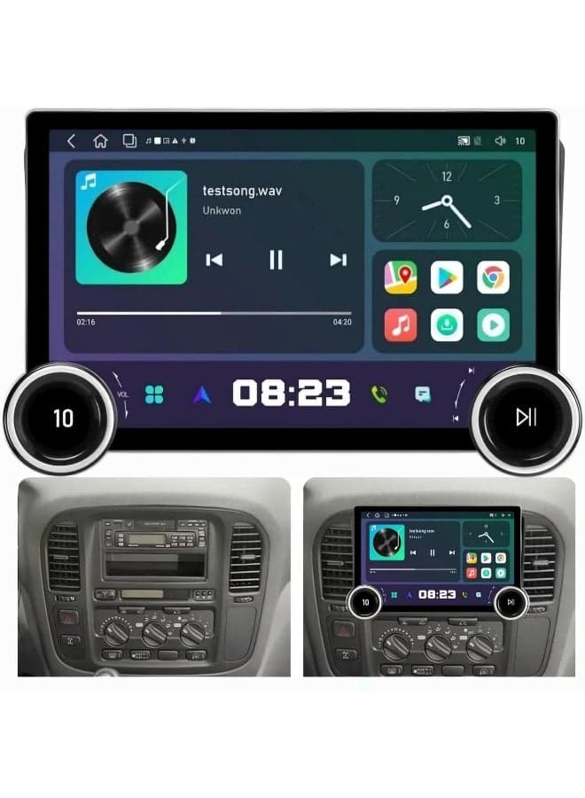 Diamond 2K Car Stereo for Toyota Land Cruiser 100 (1998–2002), Dual Big Knob, 4GB RAM, 64GB ROM, with Apple CarPlay, Android Auto, Wireless WiFi, DSP, FM & AM, Bluetooth, AHD Camera Included, Fast Interface, Microphone, Touchscreen
