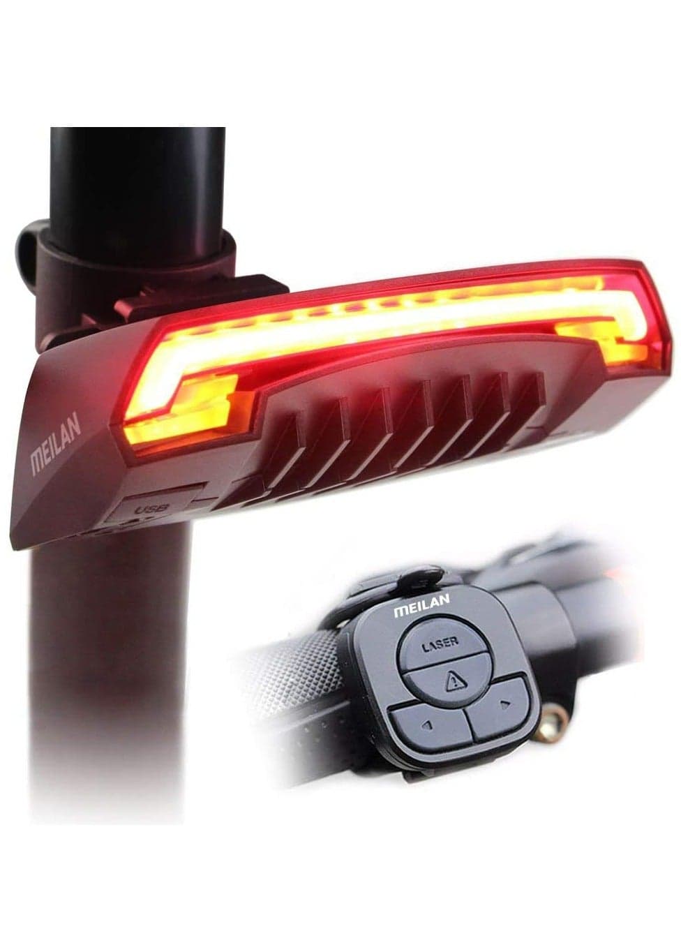 X5 Smart Bike Tail Light Wireless Turn Signals Automatic Brake Light Ground Warning Line Remote Control Usb Rechargeable Waterproof Safety Warning Rear Back Cycling