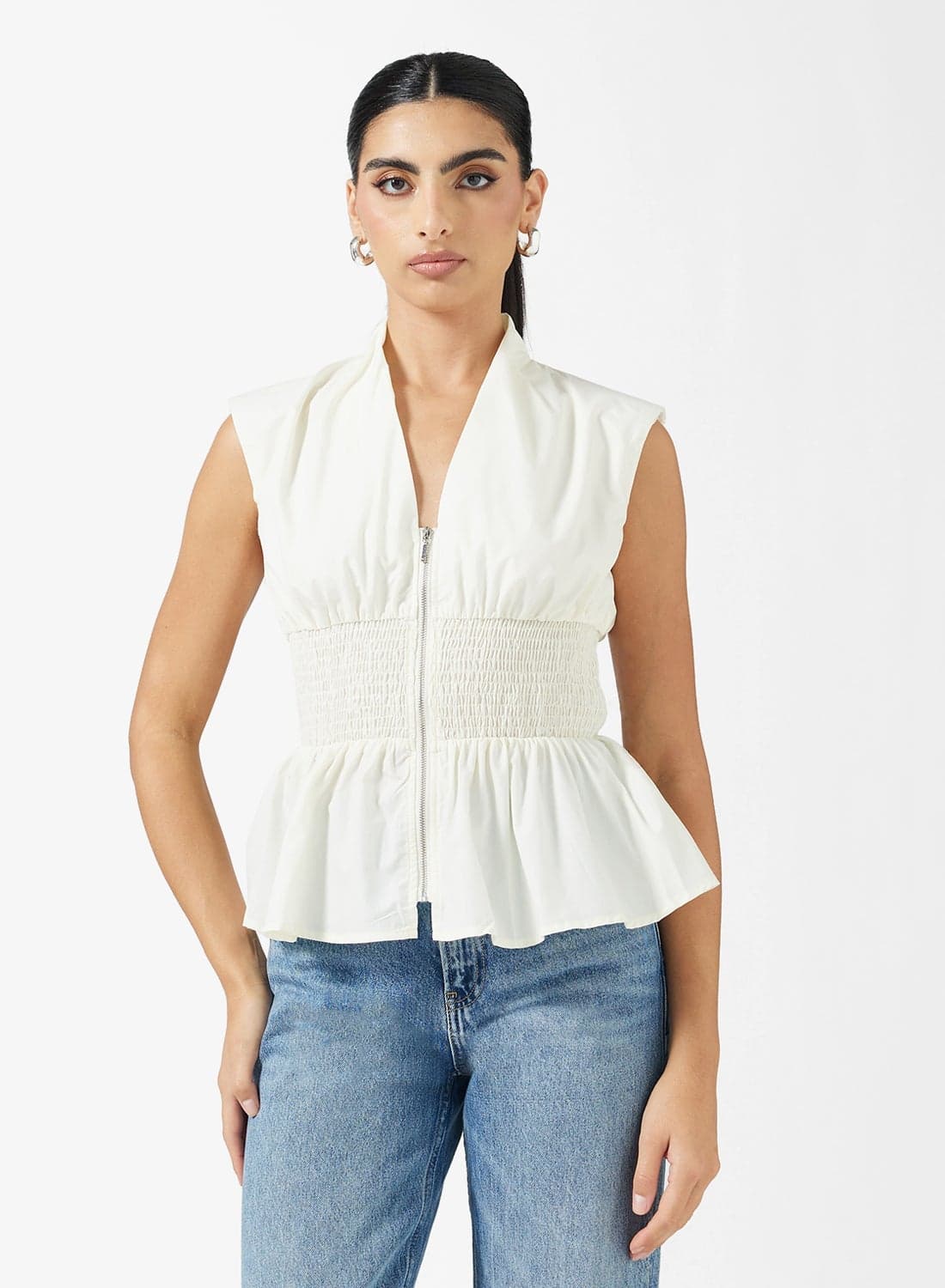 Peplum Top With Front Zipper