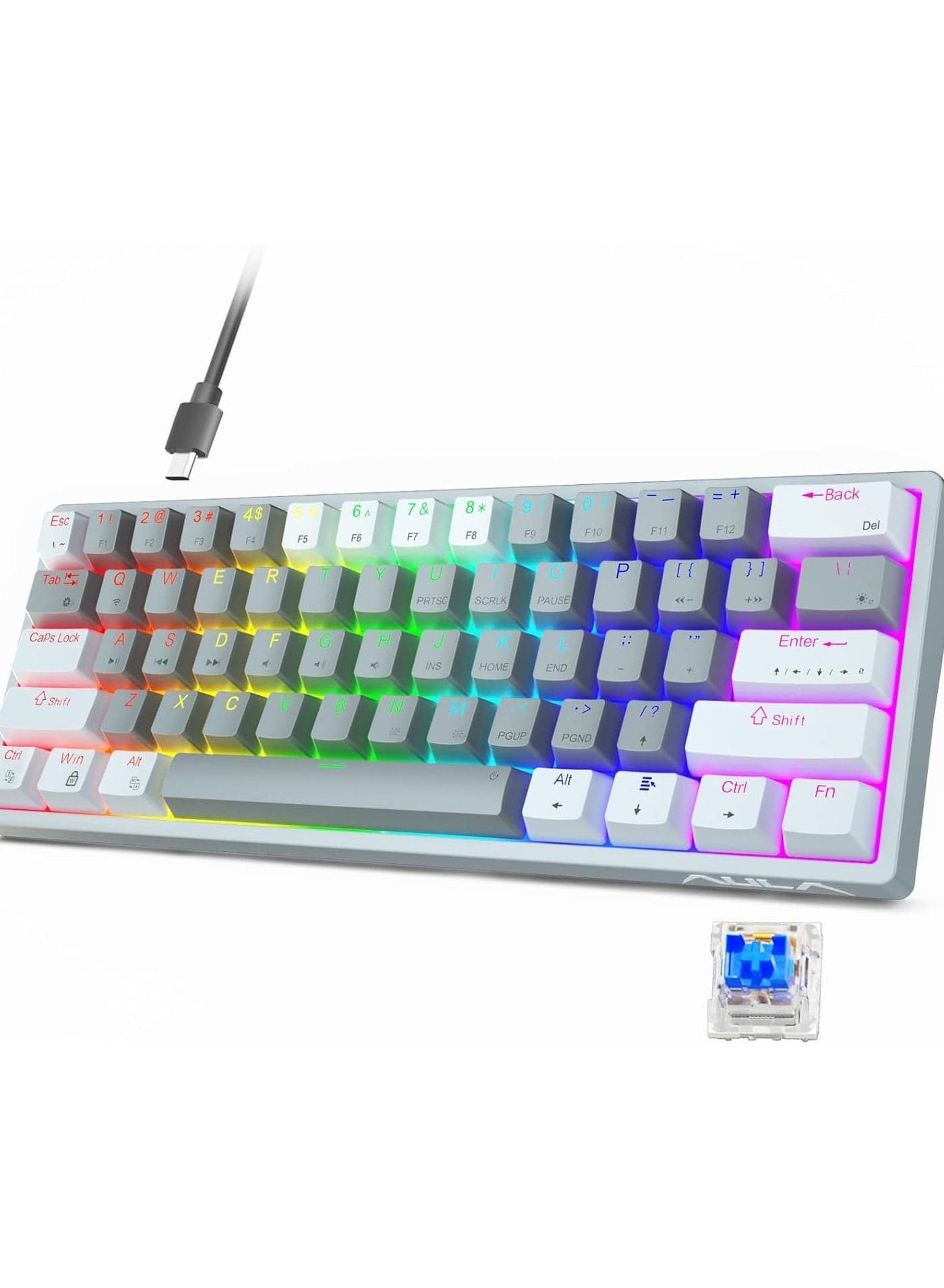 F3261 Wired Gaming Keyboard,29 RGB Backlit 60% Mechanical Keyboard,Blue Switches,Full RGB LED Lighting,Mini Small Compact Keyboard for PC/Mac/Laptop/Wins