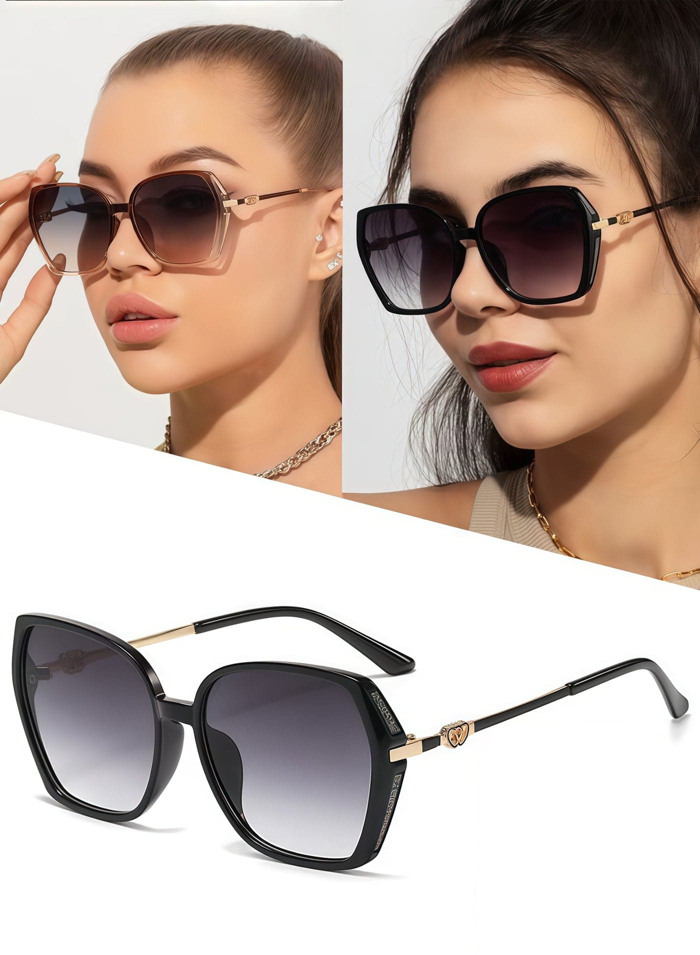 Sunglasses Women Unique Fashion Quare Design Sun Glassess for Womens High Quality Sun Glassess Gradient Ladies Sunglass UV400 Protection Eyewear Women's Eye Glasses for Travel Daily Shades Black