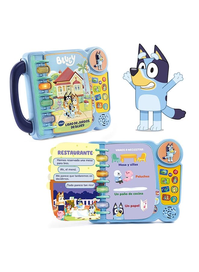 Bluey’s Book of Games Interactive (Blue) | Educational Activity Toy with 4 Learning Modes, 14 interactive pages | Ideal gift for children aged 3-6 years.