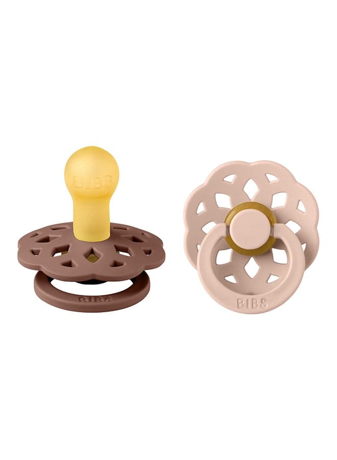 Baby Pacifier Boheme, Made with Natural Rubber Latex, Round Nipple, Mouth Skin Sensitive, Soft, Flexible, For Babies Aged Upto 6 Months, BPA-free, Woodchuck/ Blush Colour, Pack of 2, Size 1