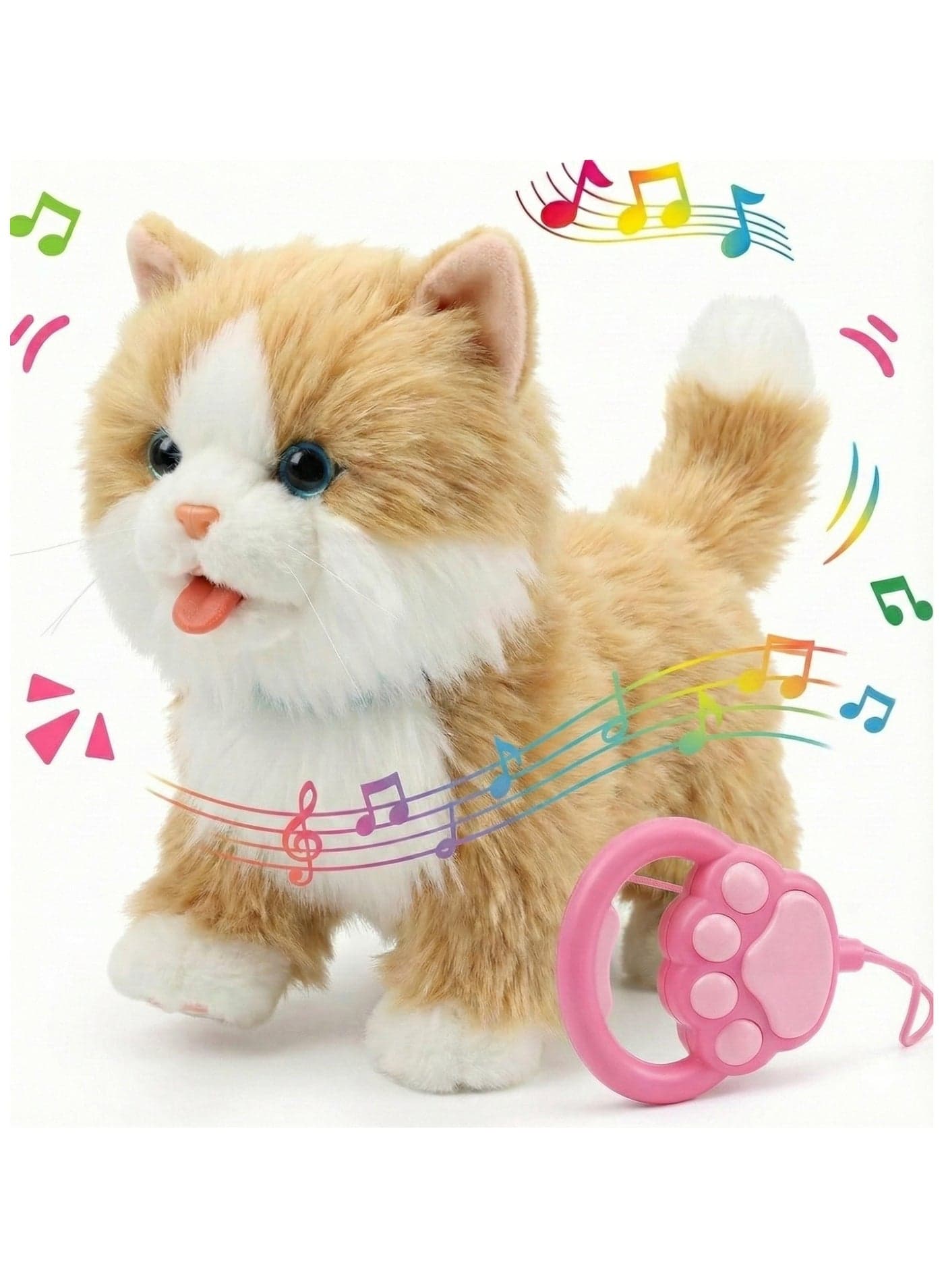 Walking & Singing Cat Toy for Kids Brown – Remote Control Leash Electronic Pet Cat Kids Toy | Interactive Walking Plush Toy with Music & Sound | Battery Operated Robotic Cat for Boys & Girls | Pretend Pet Play Toy Gift for Birthday (Brown)