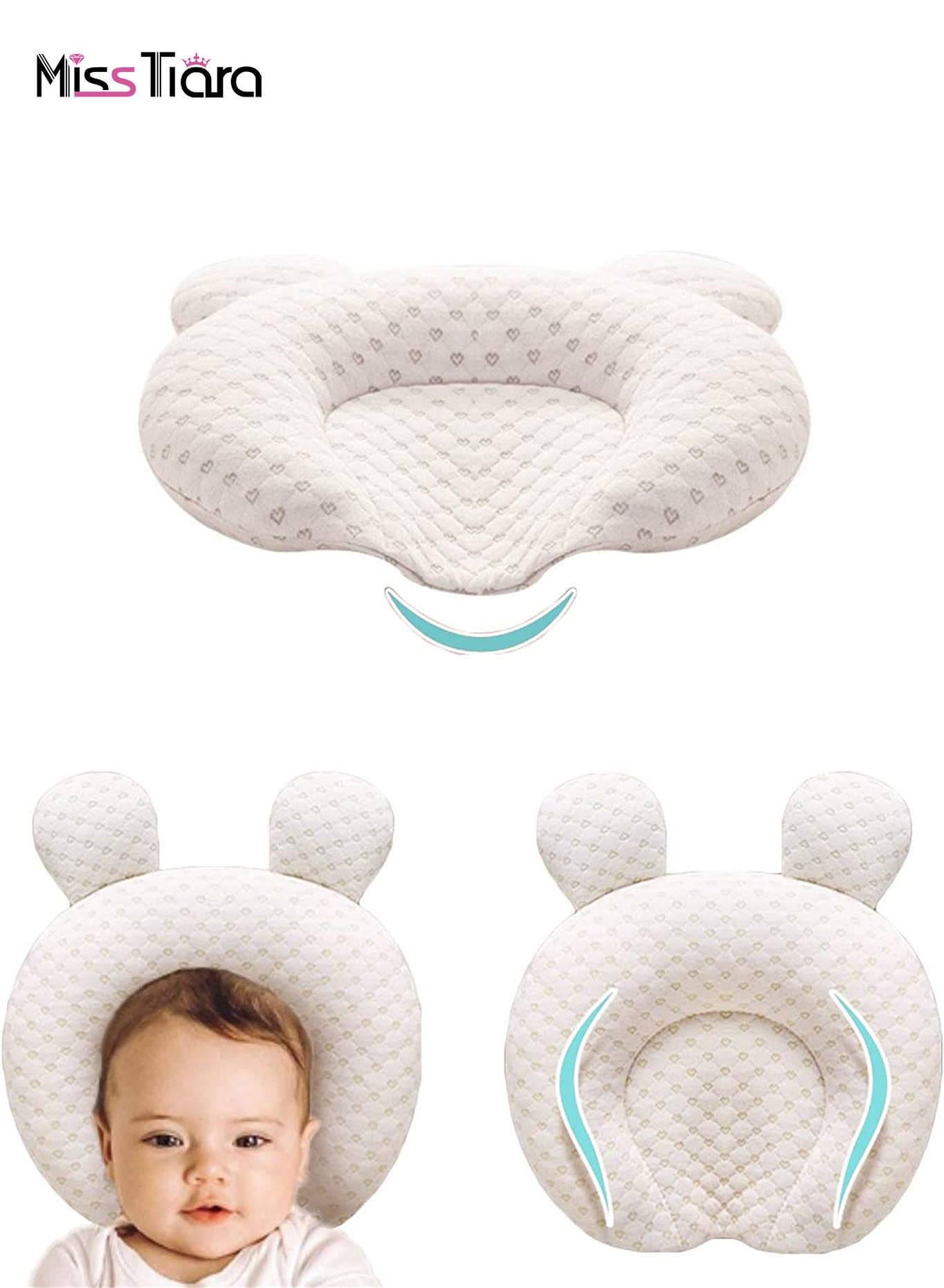 Infant Support Head Pillows Soft Baby Nursery Pillows Newborn Head Shaping Pillow Support Head Sleep Pillows 0-12 Month