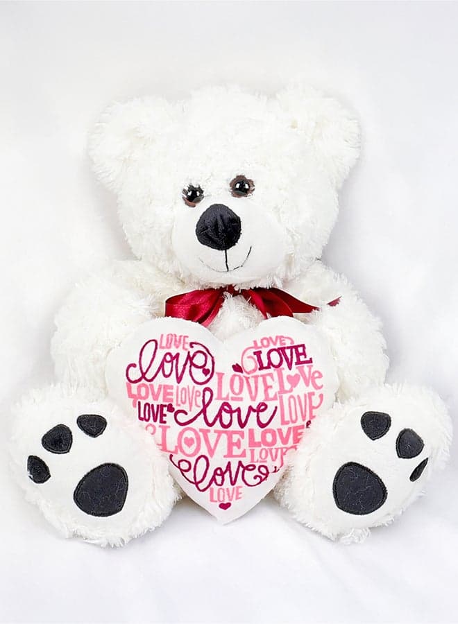 Teddy Bear With Heart, 12″Soft White Stuffed Bear Plush Toy, Valentines Day Gifts For Him And Her,Gifts For Girlfriend Boyfriend
