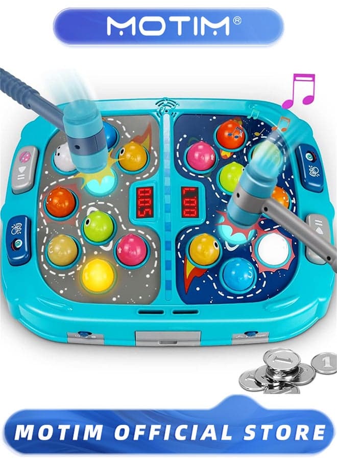 Whack Mole Game Interactive Educational games with Sound and Light PK Mode with 2 Hammers for 3-12 Year Old Boys and Girls