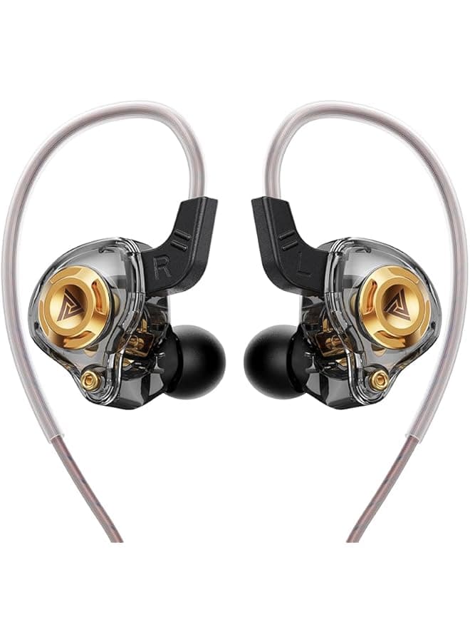 Wired Gaming Earbuds in-Ear Headphones HiFi Game Head Phones in Ear Monitors Deep Bass Sound Wired-Earbuds with 1DD 10mm Dynamic Driver Inear Earphones IEM for Music Gaming Video Calling (Black)