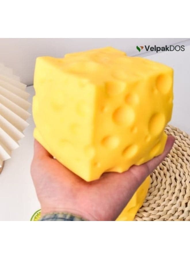 Yellow Big Cheese Squishy, Giant Cheese Squishys, Rebounding Sensory Fidget Toy, Soft Novelty Toy for Adults & Kids, Slow Rising, Extra Soft (10cm)