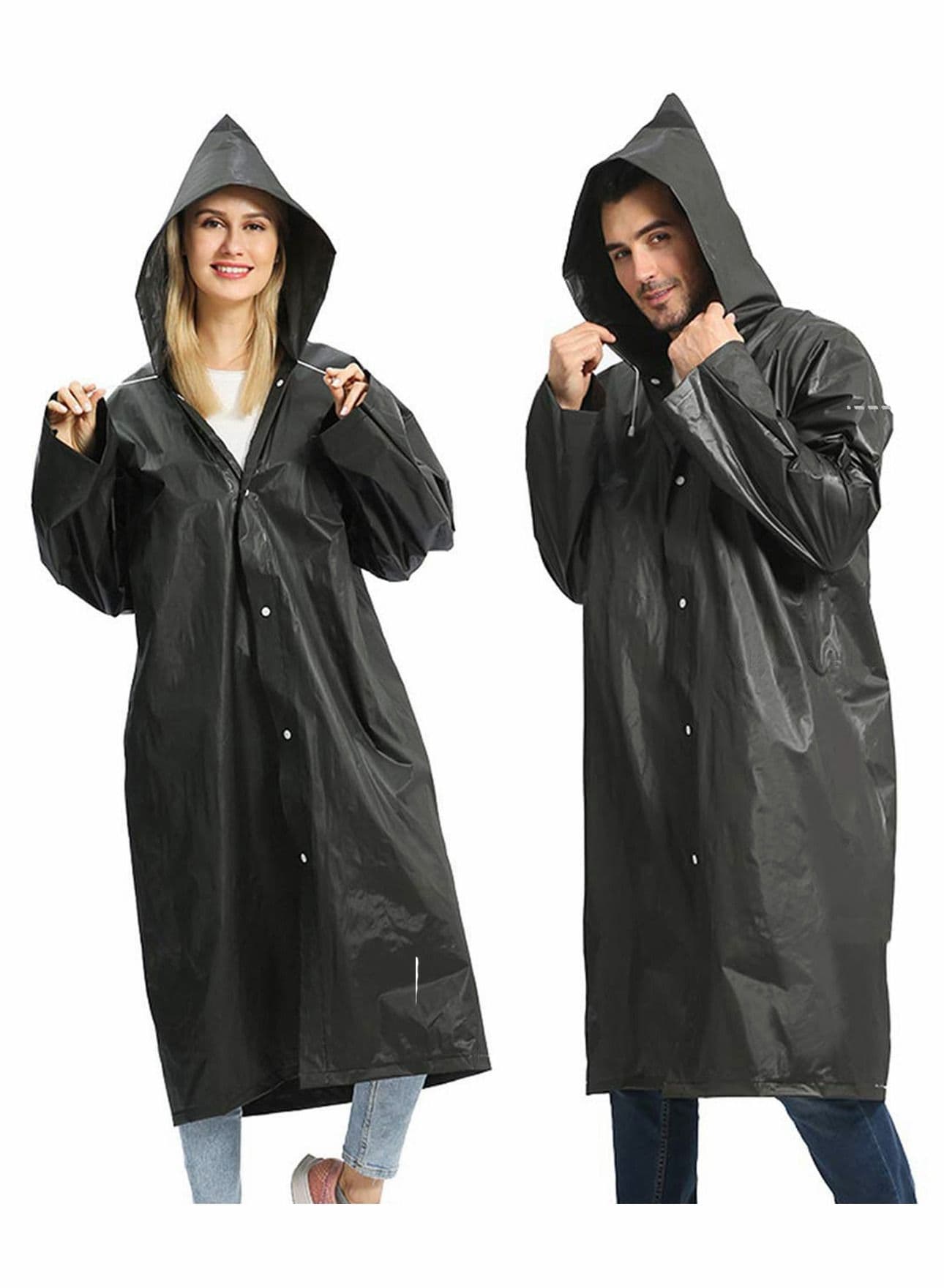 Raincoat Rain Ponchos for Adults Women Men - 1 Pack Reusable EVA Clear Portable Rain Coats Lightweight Jackets with Hood, Rain Ponchos Adults Packable Poncho Adult Clear Hood