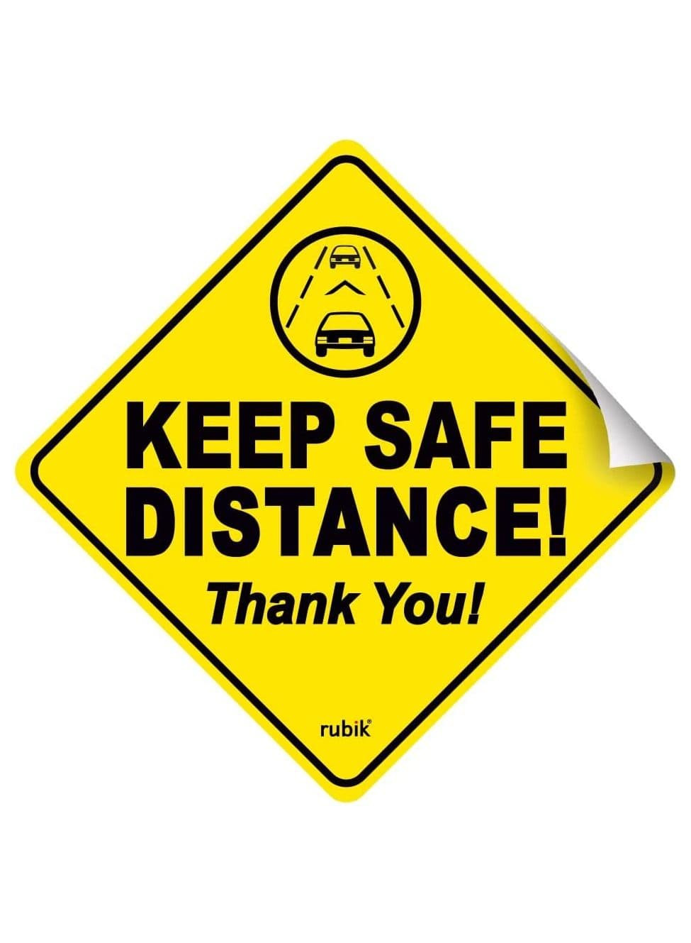 Keep Safe Distance Thank You Car Sign Self Adhesive Sticker 1pc Reflective Removable Anti Tailgater Sign for New Driver Baby on Board (12x12cm)
