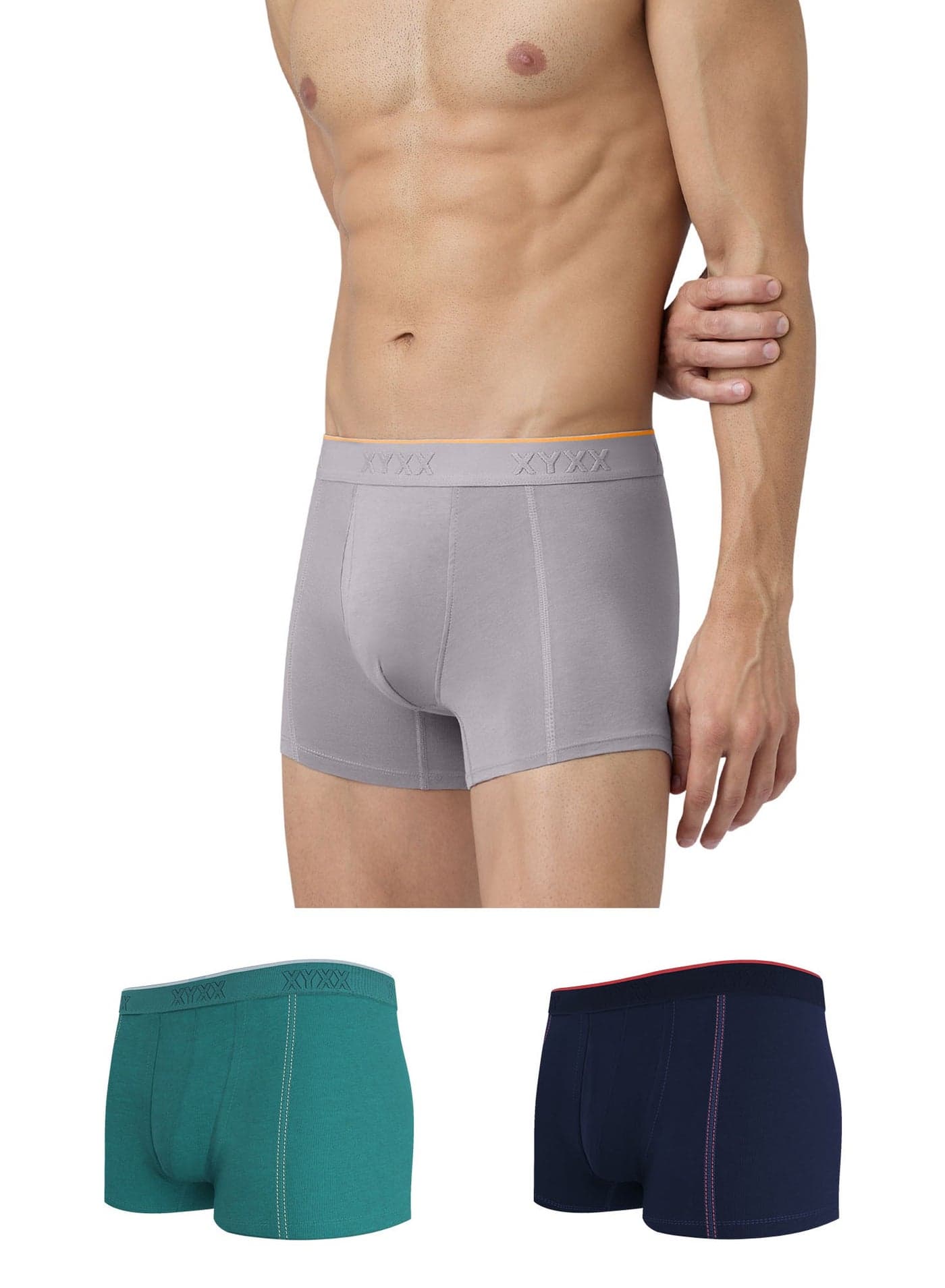 Crux Cotton Solid Men's Boxer Brief Shorts Stretchable Breathable Trunks Underwear Pack of 3