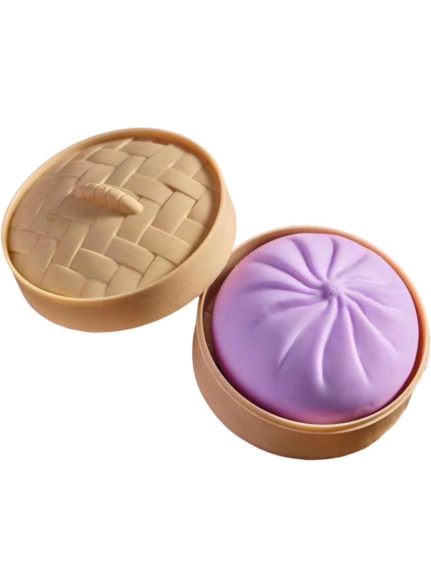 Dumplings Squishies Toy with Steam Box for Adults and Children (Purple)