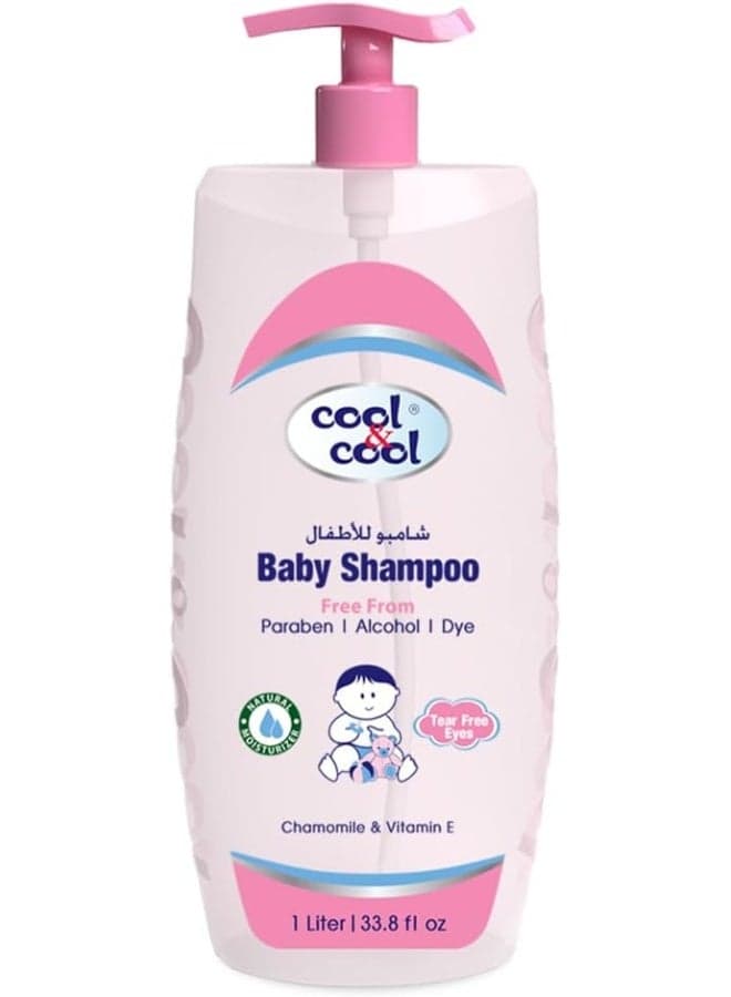 Chamomile And Vitamin-E With Extra Mild Formula Baby Shampoo 1Liter- Tear Free, Alcohol Free, Paraben-Free, Dye Free
