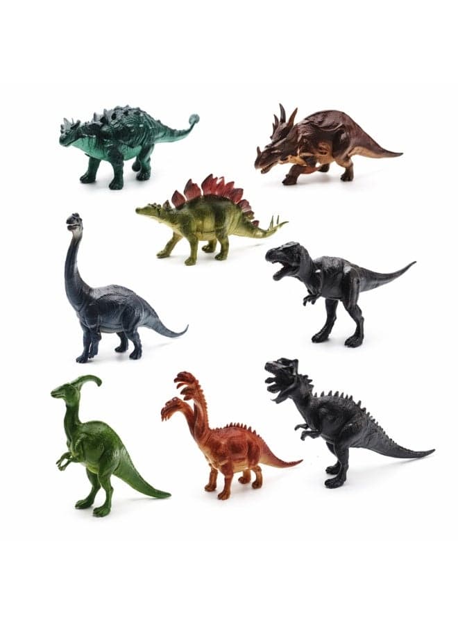 8 Pcs Kids Dinosaur Toys Set, Realistic Plastic Dinosaur Figures for Boys & Girls, Educational Animal Playset with T. rex, Triceratops, Stegosaurus, Brachiosaurus, Learning Toy for Toddlers, Birthday Gift, Imaginative Play Toy Set