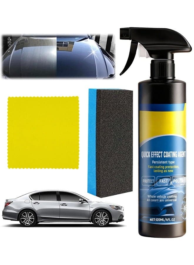 Car Coating Agent Spray, Ceramic Coating Polish Spray Wax, Oil Film Emulsion Glass Cleaner, Quick Effect Coating Agent, Quickly Coat Car Wax Polish Spray Waterless Wash, Nano Coating For Cars, 120ML