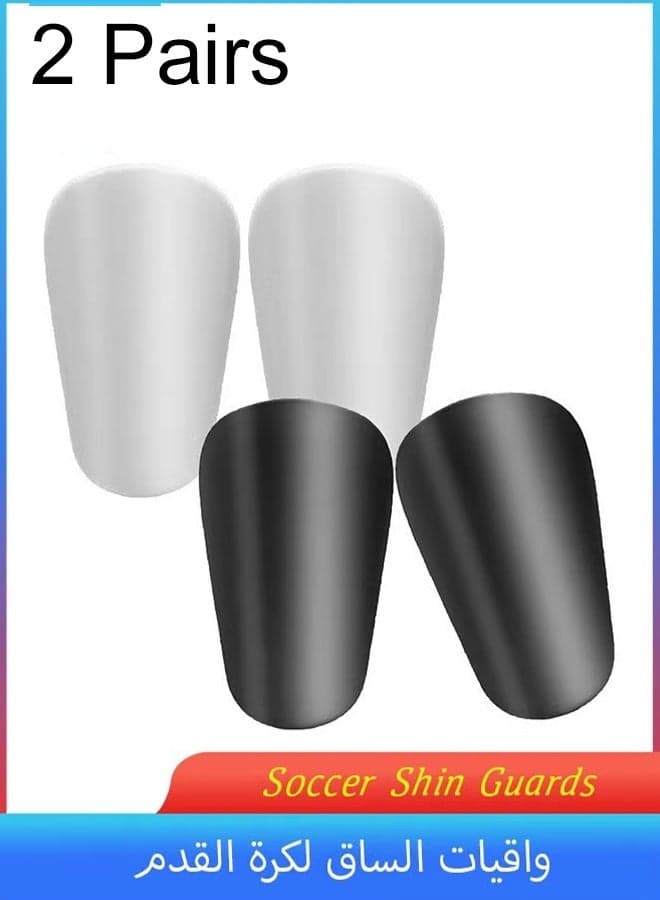 2 Pairs Soccer Extra Mini Shin Guards for Toddler Kids Youth and Adults, Ultra Miniature Shin Guards Soccer, Extra Small Shin Pads so Light and Comfortable (Black/White)