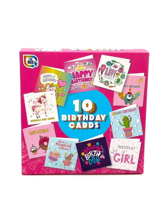 10 Pack Birthday Cards Girls and Boys – Kids Activity Book | Sticker Book / Creative Play Set | Fun Learning & Entertainment for Kids | Ideal Gift for Boys & Girls