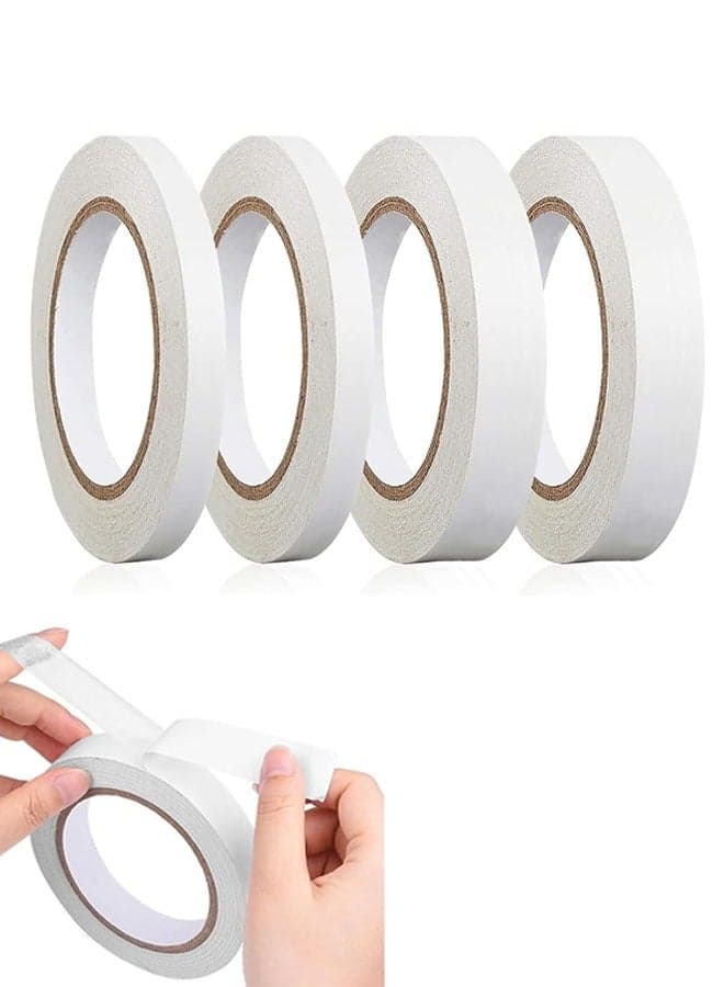 Double Sided Tape, 4 Rolls Multipurpose Adhesive Sticky Tape, Double Sided Sticky Craft for DIY Craft, Gift, Photos, Documents, Card Making(Wide 0.31inch/0.6inch, 26ft Long)