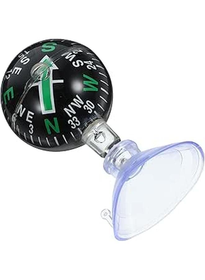Green Mini Car Compass Ball 38mm Dashboard Mount with Suction Cup for Vehicles and Boats