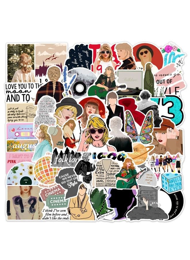 50PCS Taylor Swift Stickers, Legendary Singer Sticker, Waterproof Stickers for Laptop,Skateboard, Water Bottles,Computer,Phone,Guitar, Stickers for Kids Teens Adult