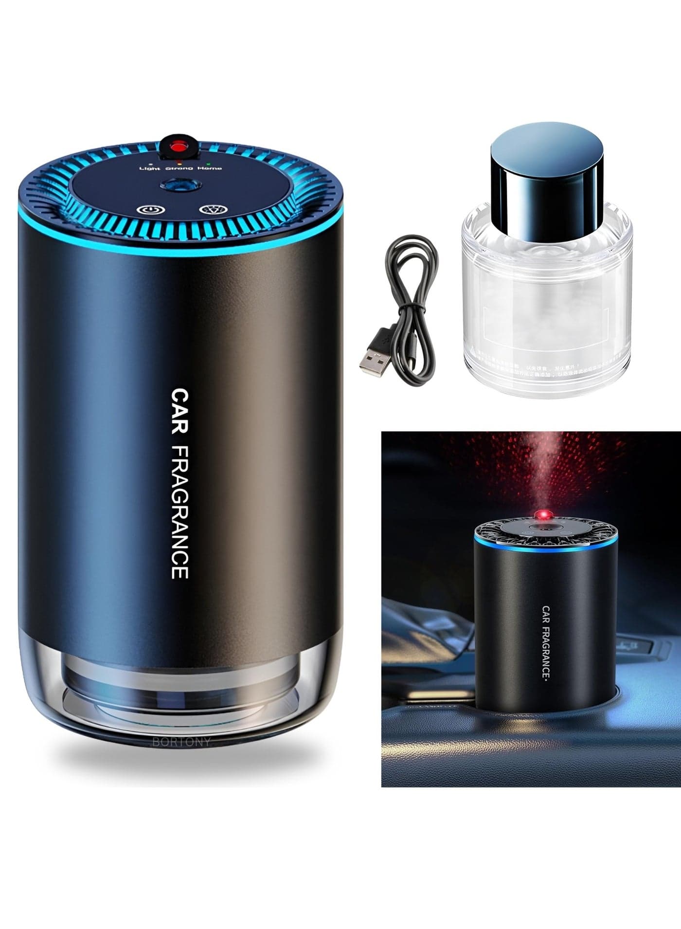 Car Diffuser Humidifier Star Projector 150ml Aromatherapy Essential Oil Diffuser with LED Starry Ambient Light 300mAh USB C Smart Car Air Freshener for Car Home Office Bedroom
