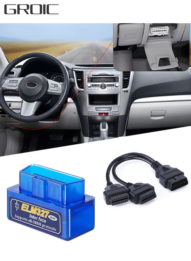 Mini ELM327 Bluetooth Torque OBDII Professional Bluetooth Scan Tool and Code Reader for Android and PC,Car Auto Diagnostic Scan Tool with OBD2 extension cable,Car Auto Diagnostic Scanner