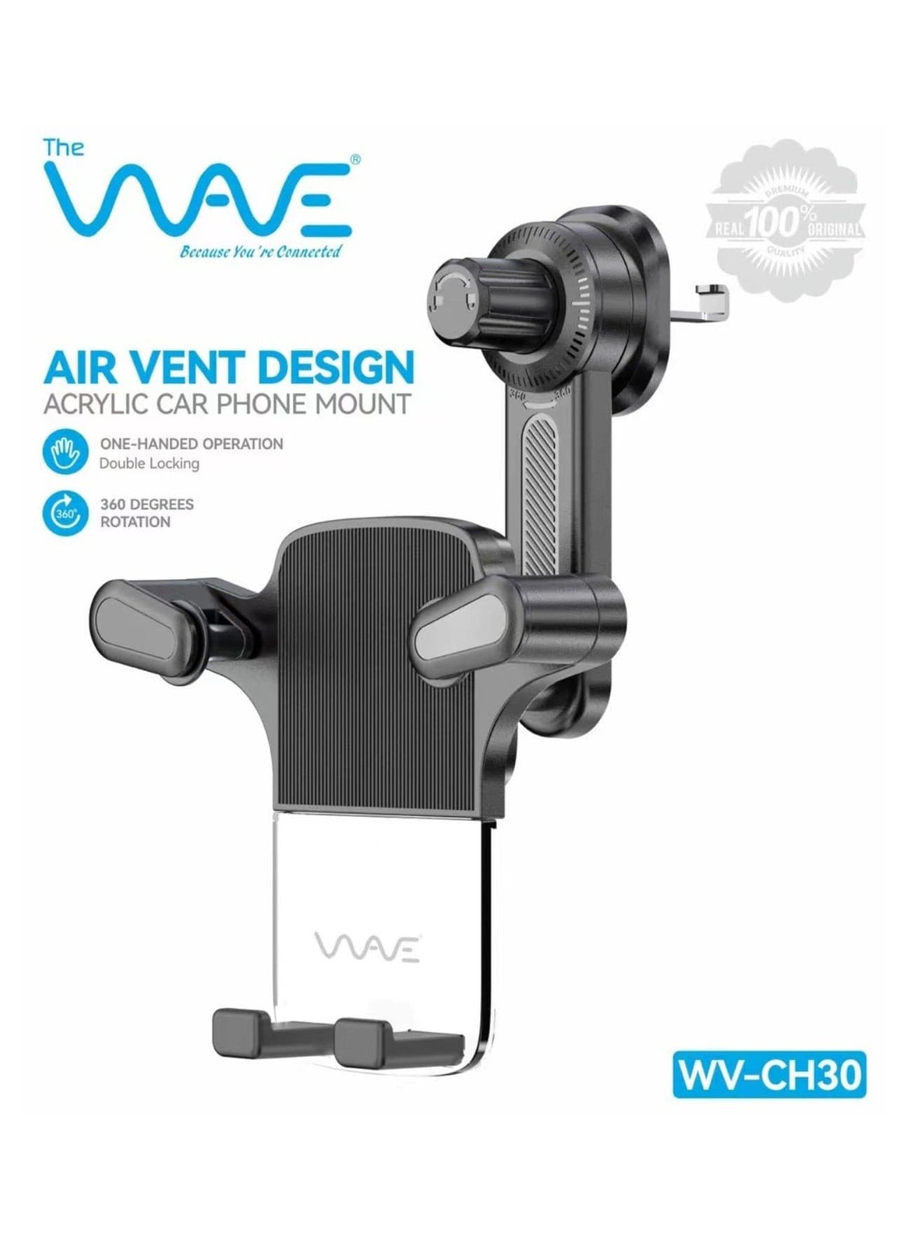 Car Mobile Phone Holder for Air Vent, 360° Rotation, One-Hand Operation, ABS Acrylic Material, Strong Grip, Universal Fit, 1-Year Warranty