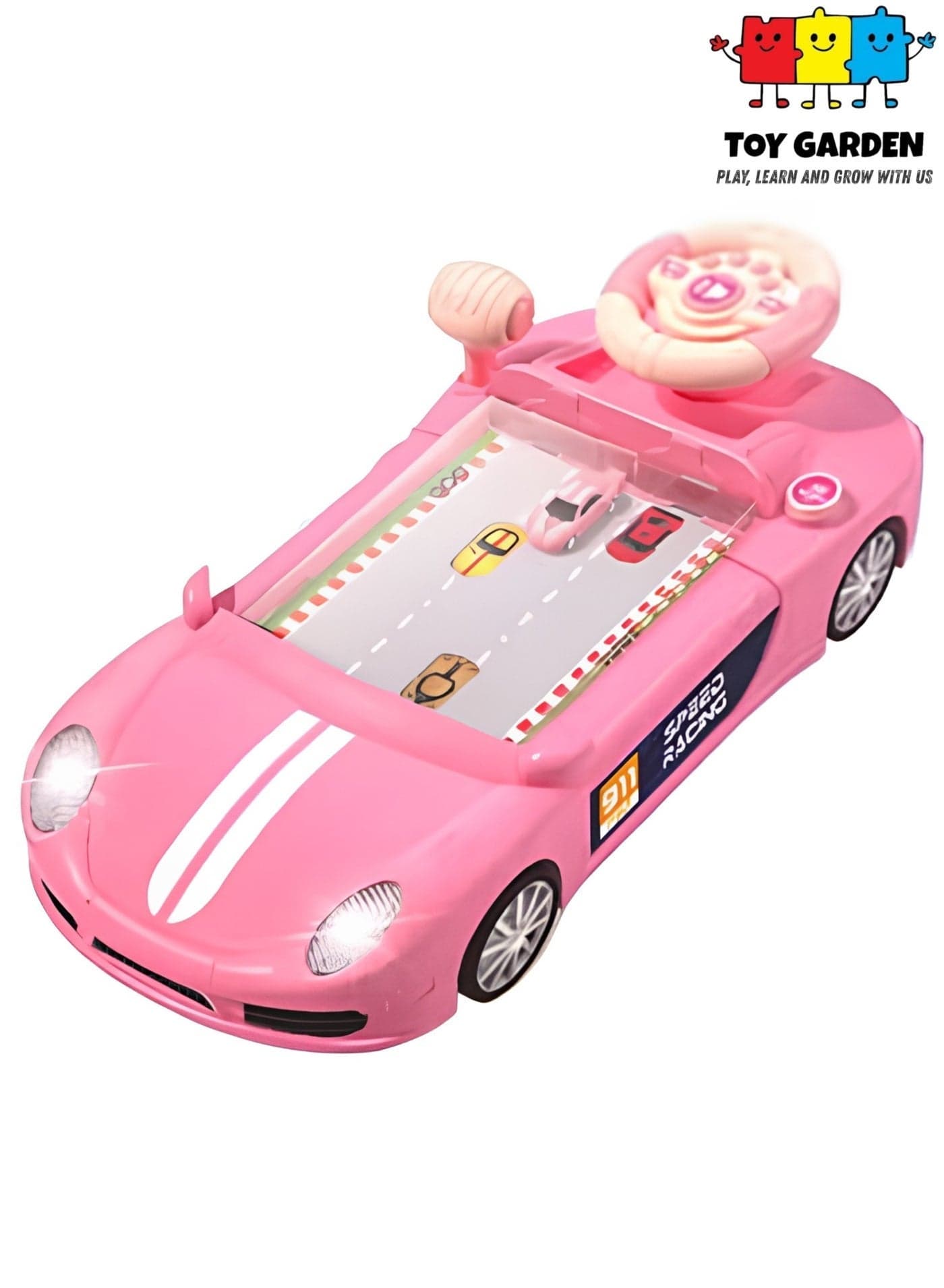 Racing Car Adventure Toy with Steering Wheel – Interactive Driving Simulation Game for Kids with Lights, Sound & Racing Track